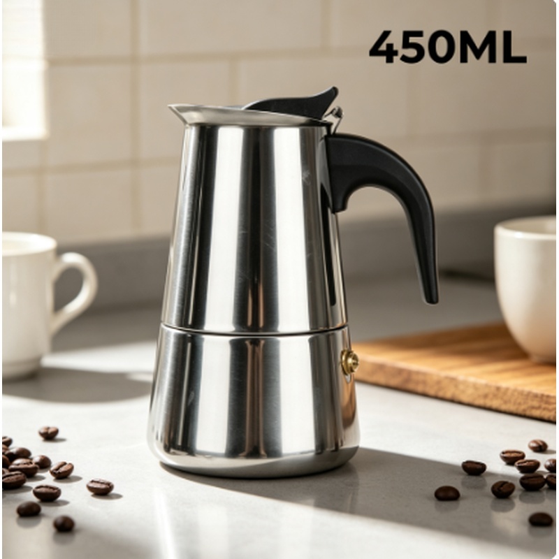 Home Cooking Appliances - Multi-Cup Stainless Steel Moka Pot Stovetop