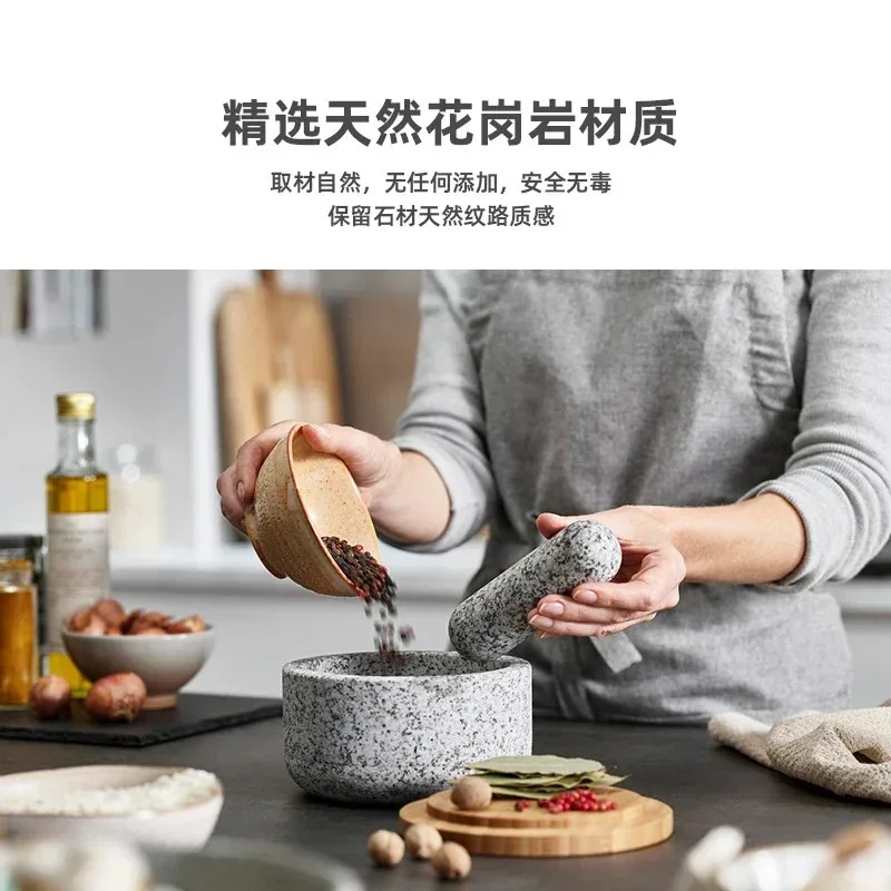 Garlic masher bamboo cover gra - Mortar Pestle Granite review and price