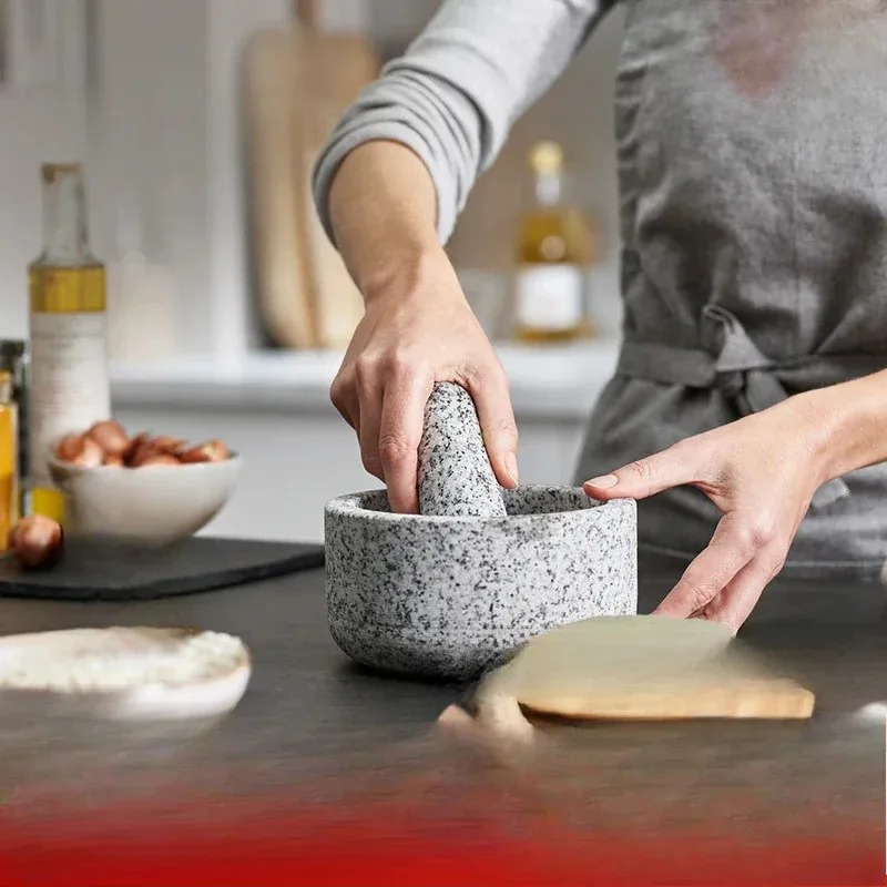 Garlic masher bamboo cover gra - Mortar Pestle Granite review and price