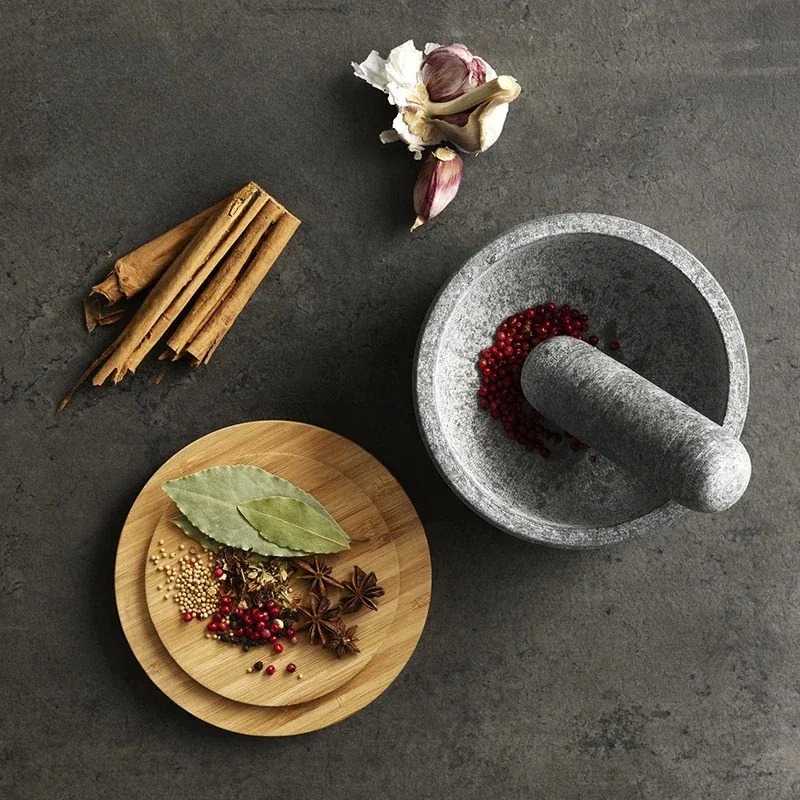 Garlic masher bamboo cover gra - Mortar Pestle Granite review and price